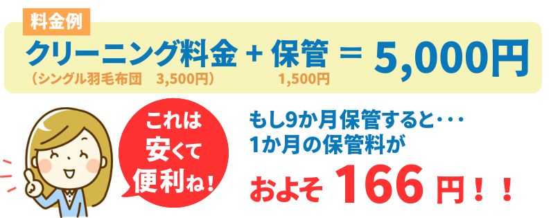クリーニング料金+保管＝5,000円